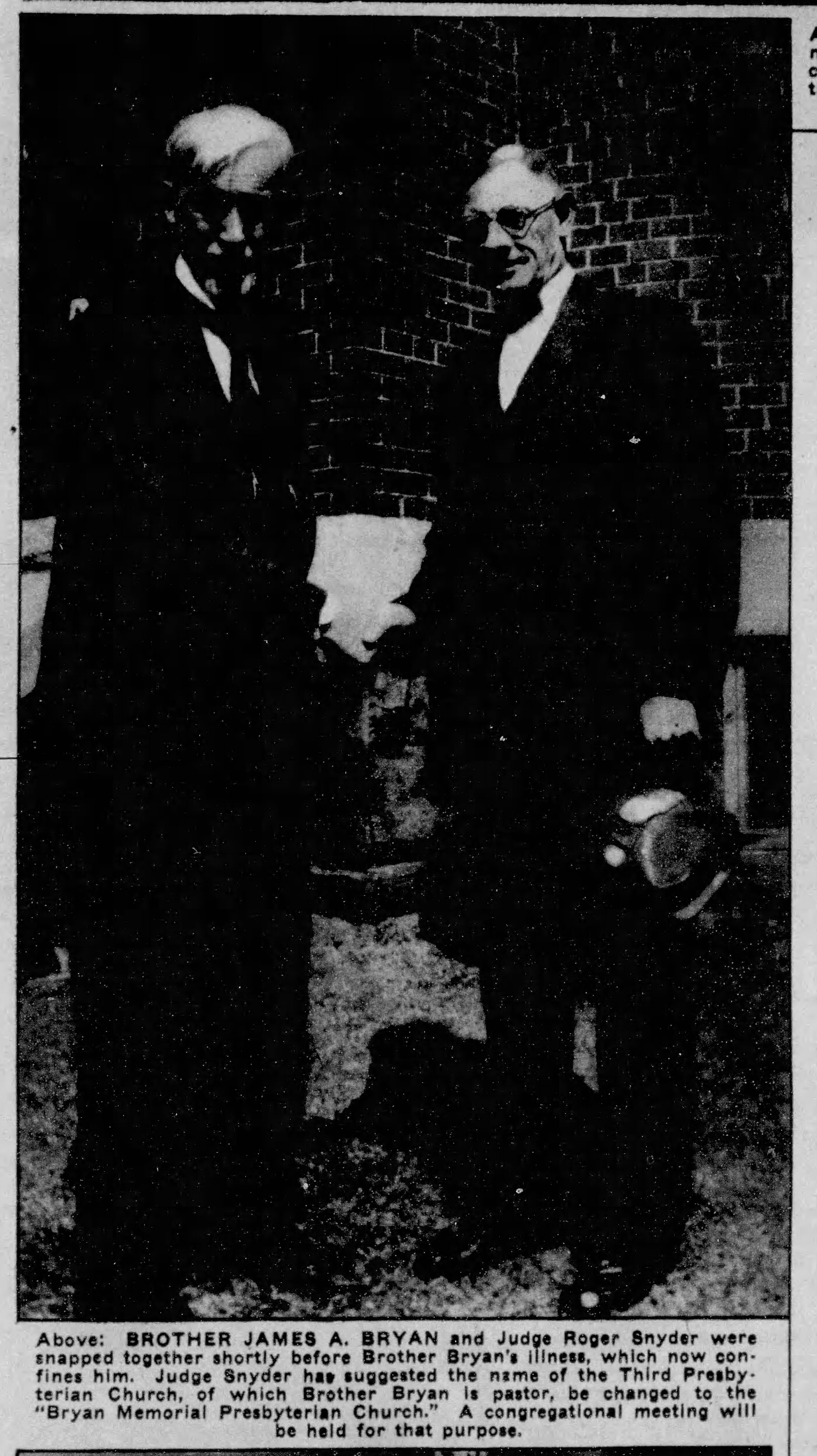 Bryan with Judge Roger Snyder Recommending Third changed to Bryan Memorial